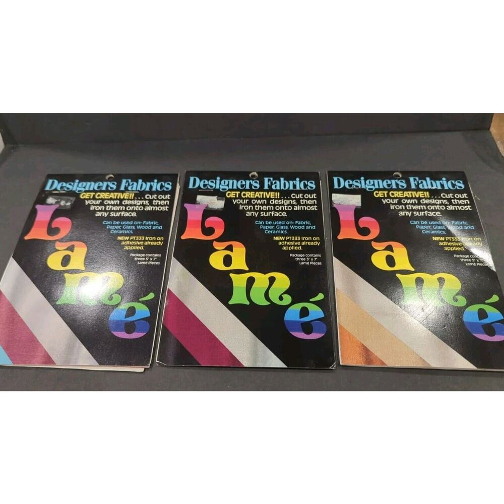 Lot Of 3 Designer Fabrics Lame New Create Your Own Design Pkg Contains 3 5x7 Ea.